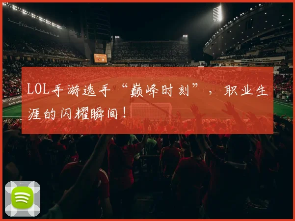 LOL手游选手“巅峰时刻”，职业生涯的闪耀瞬间！
